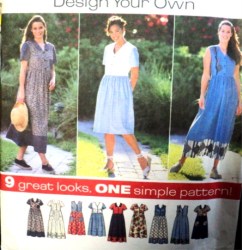 7577 SIMPLICITY DESIGN YR 9  SLEEVES OR NOT  FLARE TIED DRESS LENGTHS 8-12; 14-18 CHOICE